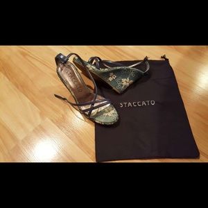 Blue prints sandals in wedges